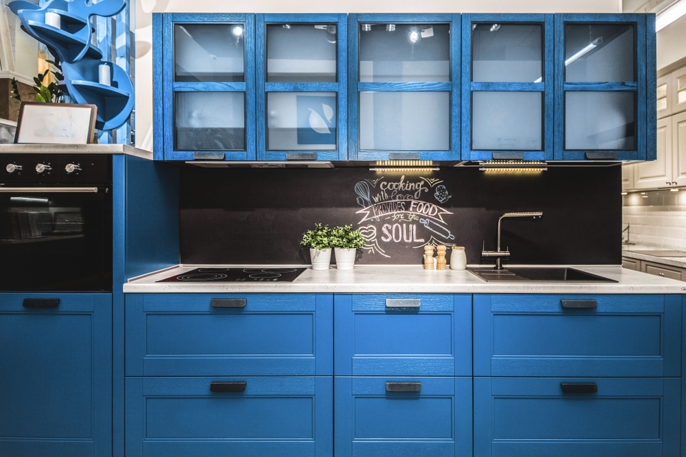 Kitchen cabinets painted Classic Blue